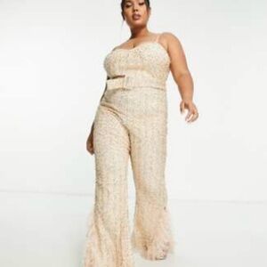 ASOS Cream Textured Jumpsuit